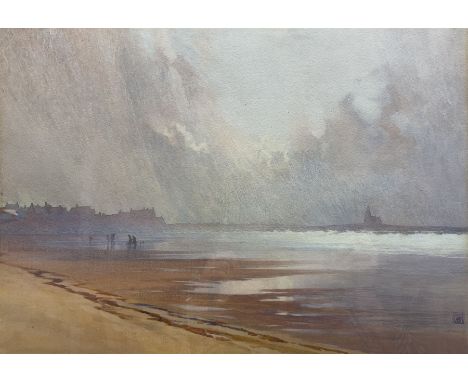 English School (Early 20th century): North-eastern Beach Scene, watercolour signed with indistinct monogram 32cm x 46cmCondit