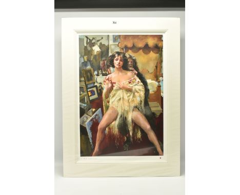 ROBERT LENKIEWICZ (1941-2002) 'THE PAINTER WITH BENEDIKTE', a limited edition print depicting the artist with a model, facsim