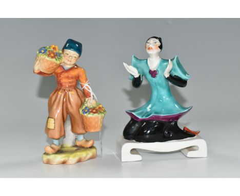 TWO ROYAL WORCESTER FIGURES, comprising 'Dutch Boy' modelled by F. Gertner, no.2923 and a Chinoiserie lady, model 3397, bears