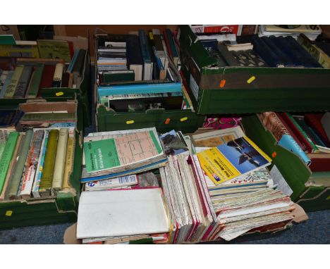 EIGHT BOXES OF BOOKS AND MAPS, over one hundred books in hardback and paperback formats, to include vintage, golf, fishing, t