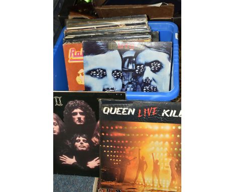 THIRTY-ONE LP RECORDS FROM THE 1970S AND 1980S, to include Queen, UFO, Pogues, The Who, Rush, Jethro Tull, Boston, XTC, Nine 