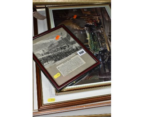 A SMALL COLLECTION OF STEAM LOCOMOTIVE THEMED PRINTS, to include a set of twelve Terence Cuneo prints, signed John Austin lim