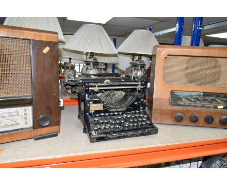 TWO RADIOS AND A TYPEWRITER, comprising G Marconi and Ultra radios, together with an Underwood typewriter bearing Harrison &a