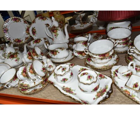 A QUANTITY OF ROYAL ALBERT 'OLD COUNTRY ROSES' TEA, DINNER AND ORNAMENTAL WARES, comprising a two tier cake stand, a single s