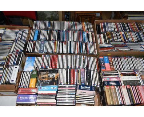 FIVE BOXES OF CDS containing several hundred Classical Music, Ballet, Opera and Film Score compact discs including box sets