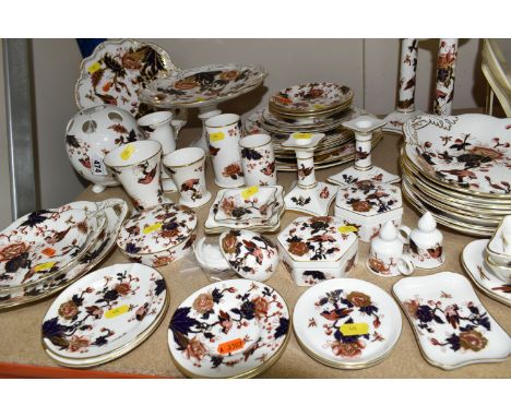 COALPORT 'HONG KONG' PATTERN TABLE AND GIFT WARES ETC, to include pairs of 20cm and 10cm candlesticks, two candle snuffers, e