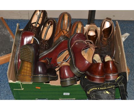 ONE BOX OF DR. MARTEN SHOES AND SIMILAR, to include five pairs of lace up 1461 style shoes, UK size 8/42, a pair of tan colou