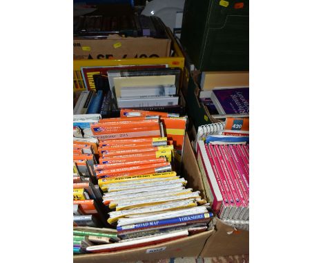 EIGHT BOXES comprising three boxes of books containing over eighty-five miscellaneous titles in hardback and paperback format