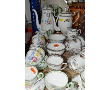 A SHELLEY 'WILD FLOWERS' COFFEE SET AND AN EDWARDS AND BROWN COFFEE SET, the fifteen piece Shelley set comprising a coffee po