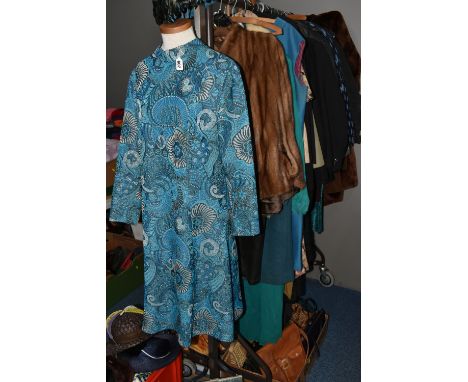 FOUR BOXES AND LOOSE VINTAGE MENS AND WOMENS CLOTHING AND SHOES, to include a  Millets Stores 'The Militus' black leather  ja