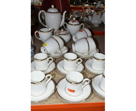 A TWENTY EIGHT PIECE WEDGWOOD 'CAVENDISH' PART TEA AND COFFEE SET, pattern no R4680, comprising a coffee pot, a cream jug, sq