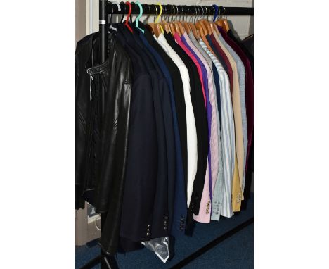 TWENTY SEVEN GENTLEMEN'S JACKETS AND DINNER SUITS, comprising a Donna Karan black leather jacket, three velvet dinner jackets