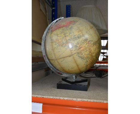 A PHILIPS' 10''  CHALLENGE GLOBE, c.1950s,  globe complete but has yellowing/browning and fading all over, pitting to chrome 