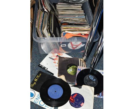 TWO BOXES OF RECORDS, over two hundred and fifty singles by artists to include Wham!, Mariah Carey, Michael Jackson, Bonnie T