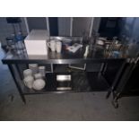 Stainless Steel Table With Shelf (Contents Included)