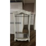 White Wood Mirrored Display Cabinet with Hanging Rai