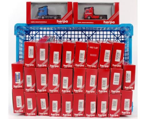 HERPA; A collection of 30x Herpa 1:76 scale diecast model advertising lorry cabs. Each within the original boxes. 

Note; fro