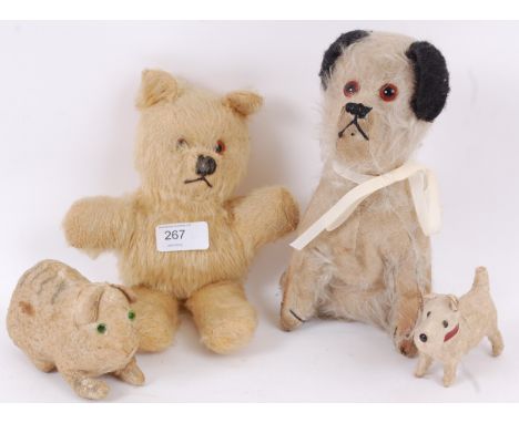 TEDDY BEARS; A collection of assorted antique & vintage teddy bears to include a c1930's dog with 'sprung' middle, small velv