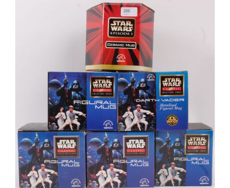 STAR WARS MUGS; A collection of 6x assorted Star Wars ceramic mugs - each unused within their original boxes - most with all 