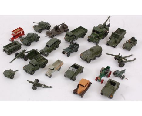 DIECAST; A mixed lot of assorted vintage diecast model cars and vehicles, mostly Military related, and mostly Lesney, but als