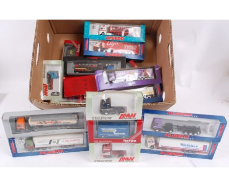 1:76 SCALE; A collection of 25x assorted 1:76 scale advertising trucks / lorries / cabs / trailers, comprising of Herpa, AMW 