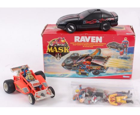 MASK; A collection of vintage retro Kenner MASK toys, to include Raven (within the original box) various action figures and a