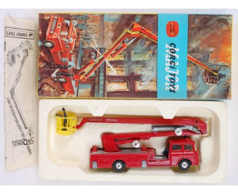 CORGI; An original vintage diecast model Corgi 1127 Simon Snorkel Fire Engine, within a good original box with instructions. 