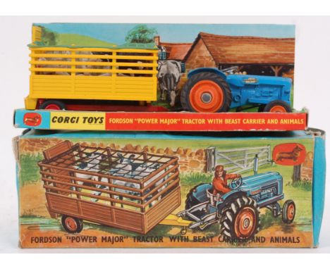CORGI; An original vintage Corgi Gift Set 33 Fordson Power Major Tractor With Beast Carrier and Animals ' diecast model set. 