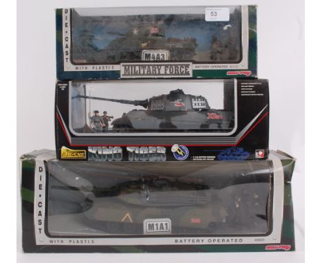 TANKS; A collection of 3x diecast model Tanks, comprising of a New Ray, ' Die Cast ' and ' Military Force ' models. Each batt