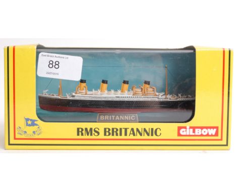 RMS BRITANNIC; Original 1:1750 scale Gilbow E10004 White Star Line Britannic (sister ship to RMS Titanic ) diecast model. Wit