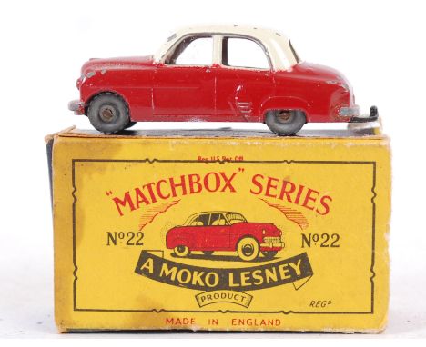 MOKO LESNEY; An original vintage diecast Moko Lesney No. 22 Vauxhall Cresta with original box. With silver metal wheels, red 