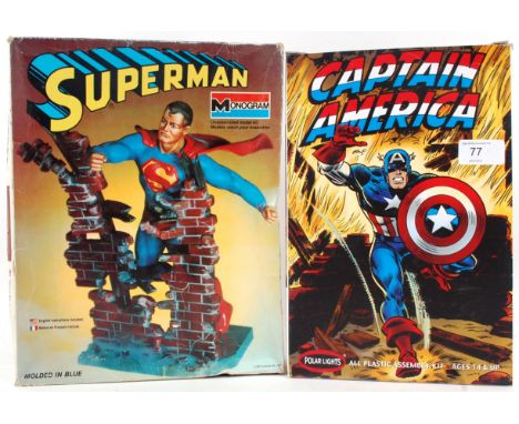 SUPERHERO MODELS; A vintage Monogram DC Comics Superman model kit, appearing to be complete, unused, within the original box.
