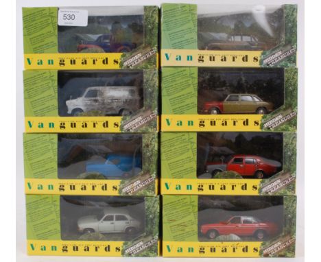 VANGUARDS; A collection of 8x Vanguards Hidden Treasure series 1:43 scale models, each within their display cases; Reliant Re