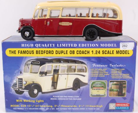 ORIGINAL CLASSICS MODEL BUS; An Original Classics 1:24 scale OC Famous Bedford OB Coach, with working lights and moving featu