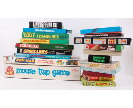 GAMES; A good collection of assorted vintage board games and other games to include PacMan, Space Lines, Battleships, Dominoe