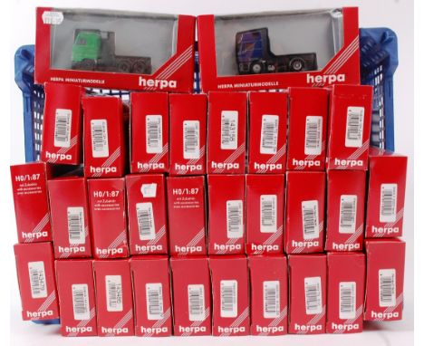 HERPA; A collection of 30x Herpa 1:76 scale diecast model advertising lorry cabs. Each within the original boxes. 

Note; fro