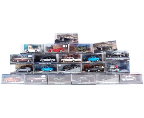 JAMES BOND; A collection of 21x James Bond 1:43 scale diecast models. Each presented within their original display cases depi