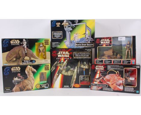 STAR WARS; A collection of 6x assorted boxed Star Wars playsets, comprising of; Ronto, Dewback, Death Star, Droid Fighters, O