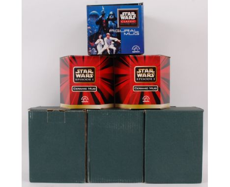 STAR WARS; a collection of 3x limited edition boxed Star Wars pewter topped drinking Steins, each with certificate within the