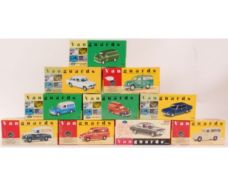 VANGUARDS; A good selection of 10x Vanguards 1:43 scale boxed diecast model cars - comprising of - Ford Anglias, Mk1 Transit,