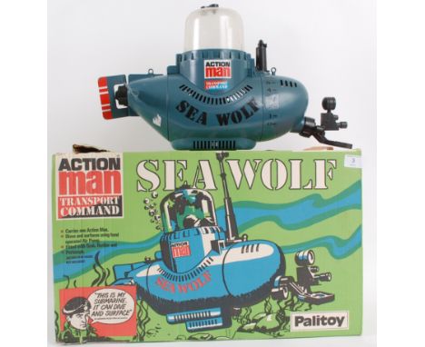 ACTION MAN; an original vintage Palitoy Action Man ' Sea Wolf ' submarine, within the original box. The submarine appears com