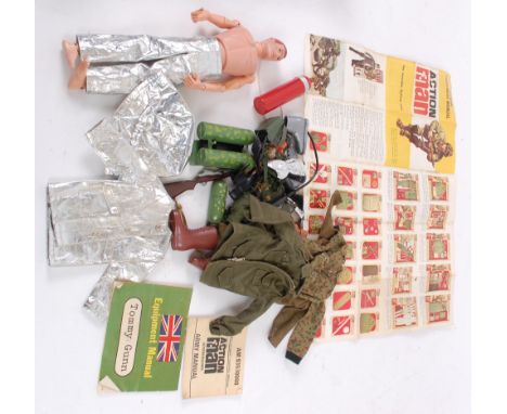 ACTION MAN; A small collection of vintage Action Man items, by Palitoy, to include a vintage Action Man, various weapons and 