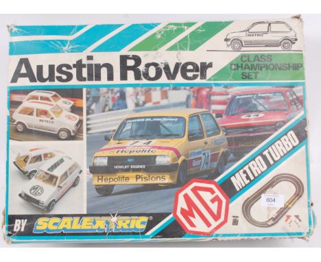 SCALEXTRIC; An original vintage Scalextric Austin Rover set, appears to be complete, with both cars, within the original box.