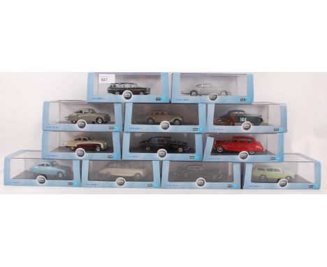 OXFORD; A collection of 12x Oxford Automobile Company 1:43 scale diecast model cars. Each within the original display case bo