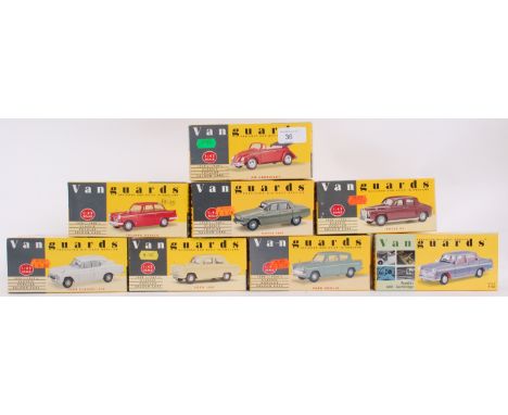 VANGUARDS; A collection of 8x 1:43 scale Vanguards diecast model cars, each within their original boxes. Comprising of Fords,