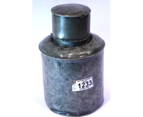 Oriental white metal covered caddy, impressed characters to the base, H: 22 cm. P&amp;P Group 2 (£18+VAT for the first lot an