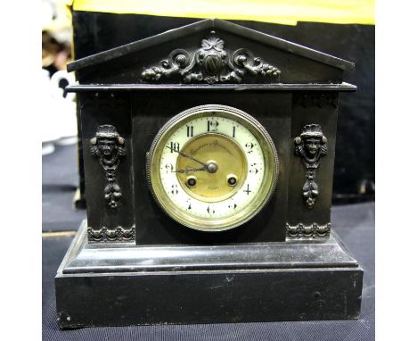 Antique Victorian slate clock, dial marked Ollivant and Botsford Paris. Not available for in-house P&amp;P. Condition report: