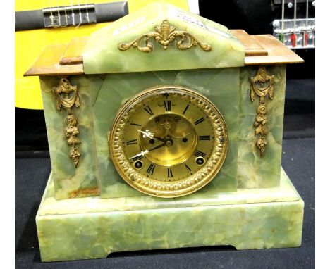 Large Ansonia American onyx chiming mantel clock. Not available for in-house P&amp;P 