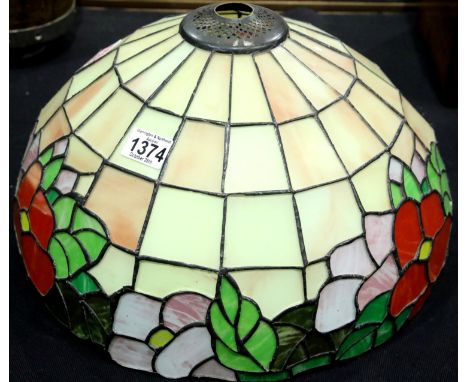 Large Tiffany style leaded lamp shade, all panes in good condition. Not available for in-house P&amp;P. 