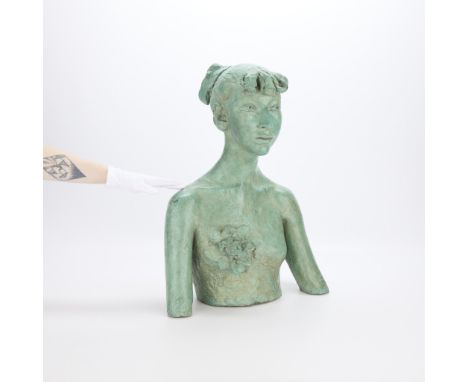 Sir Jacob Epstein (British/American, 1880-1959). Bronze bust titled "Third Portrait of Esther (With Flower)" depicting the ar